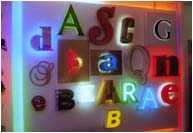 Various architectural 3 dimentional letters. Electro Signs showroom